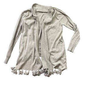 Staccato Open Front Cardigan Sweater Women's Size‎ Medium Neutral Color Tasseled